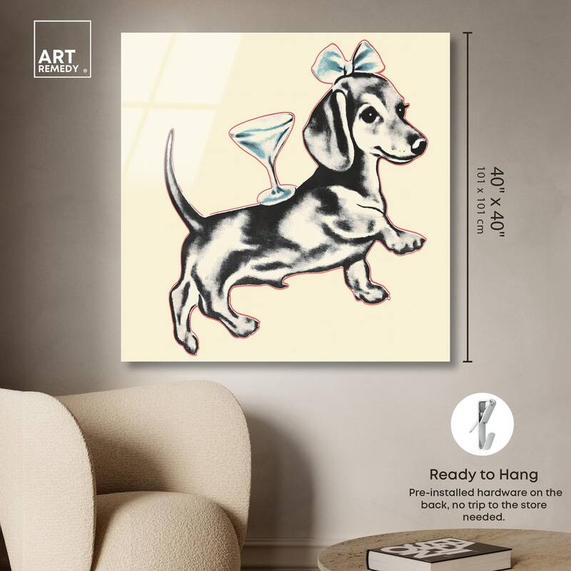Martini Pup II Acrylic by Art Remedy, Ready to Hang