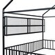 preview thumbnail 12 of 70, Metal House Bed with Metal Grid and Storage Shelves, Twin/Full Size Floor Montessori Bed with Roof Frame and Fence Guardrails