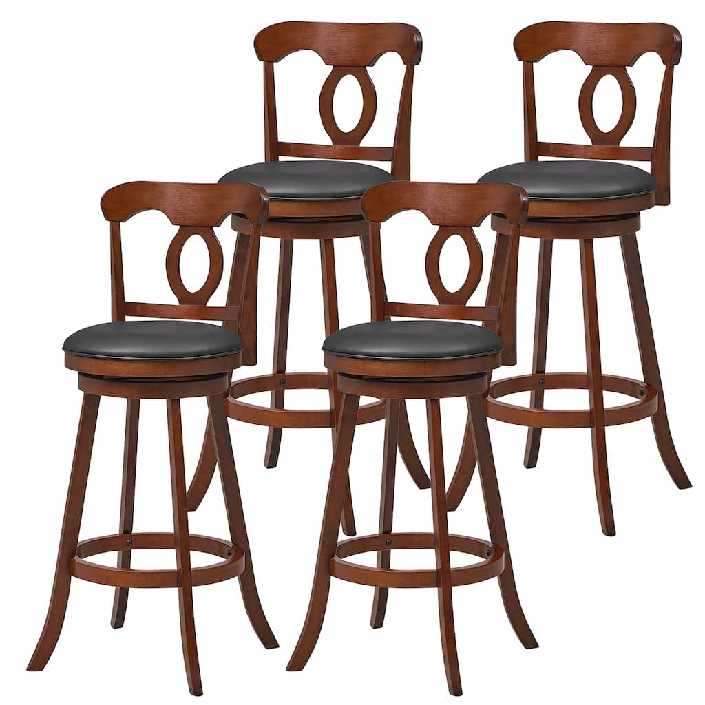 Gymax 4 PCS Swivel Bar Stools 30 Inch Bar Height Chairs w/ Ergonomic
