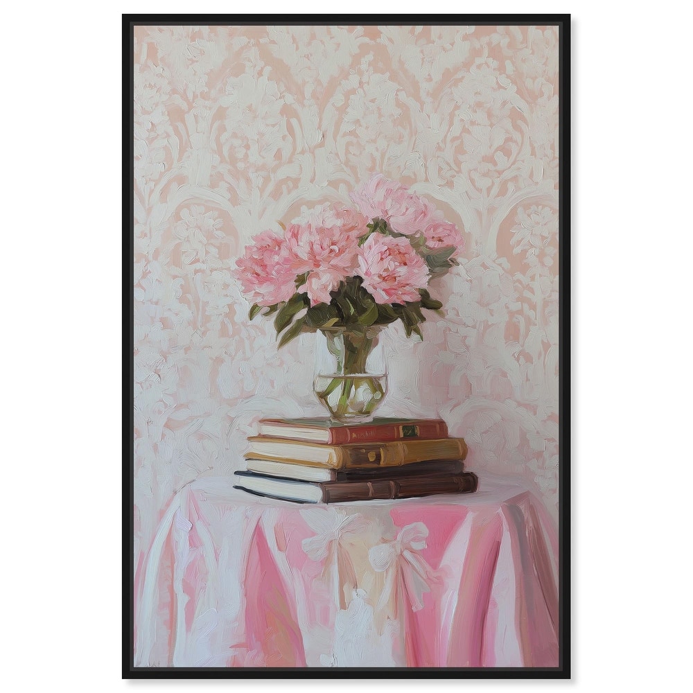Pink Peonies on Books Canvas by Art Remedy