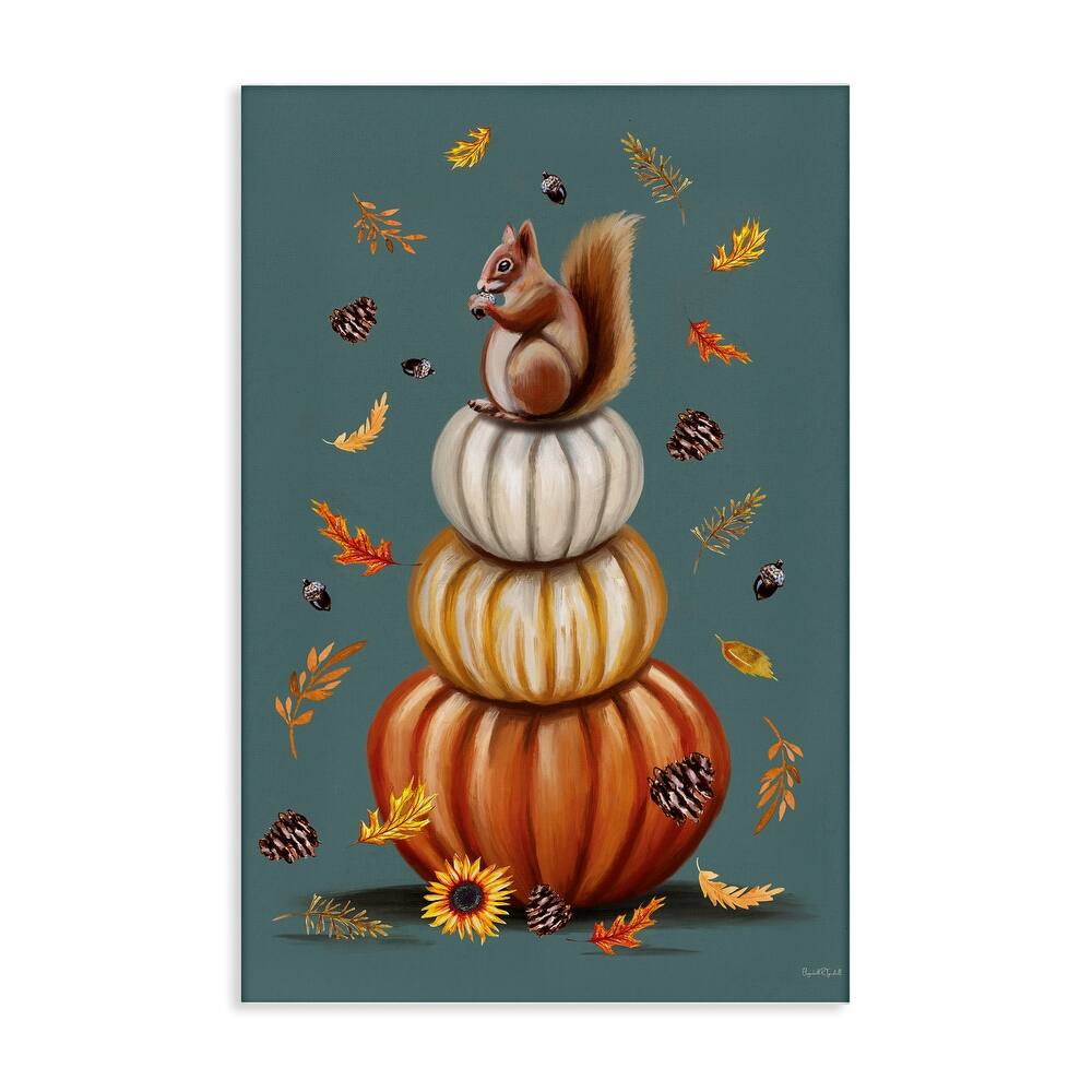 Stupell Squirrel Atop Pumpkin Stack Canvas Wall Art Design By Elizabeth Tyndall