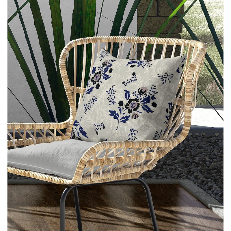 Meadow Strokes Indoor/Outdoor Reversible Throw Pillow Lime and Blue