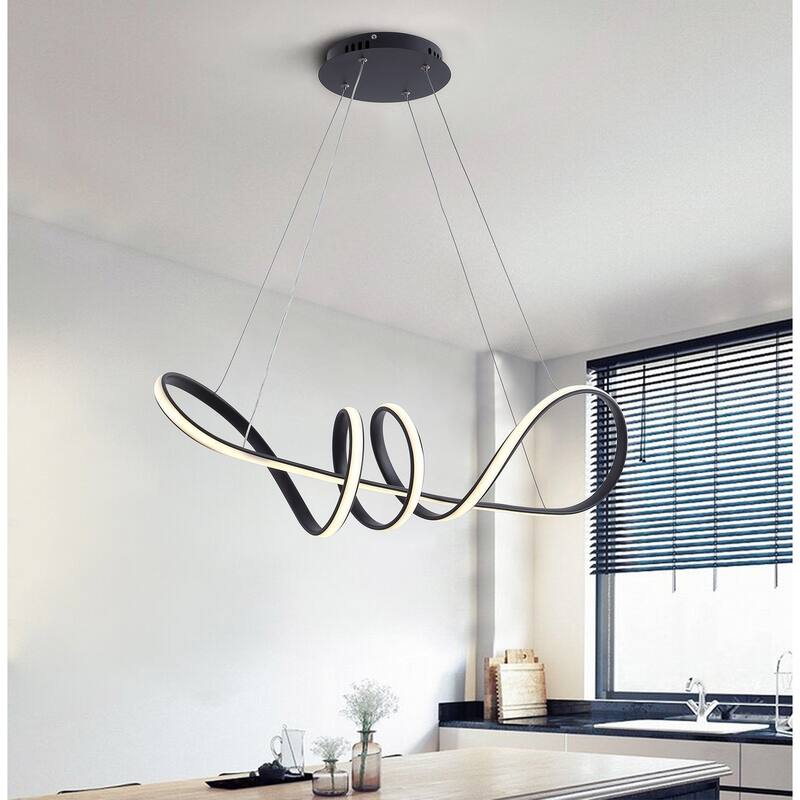 Modern Wavy Linear Design LED Pendant Light Fixture