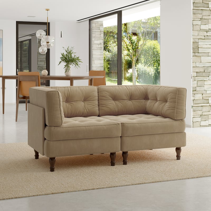 Oversized Sofa Corduroy Tufted Modular Sectional Set - Camel-2 peice - Symmetrical