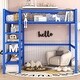 preview thumbnail 2 of 7, Blue Metal Loft Bed with 4-Tier Shelves and Storage