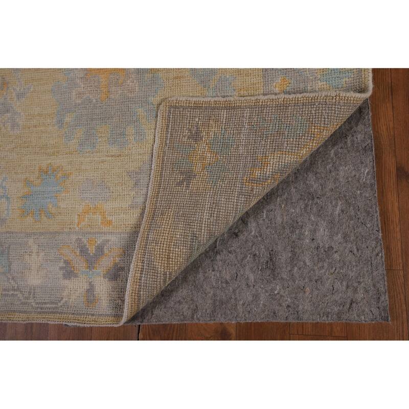 Oushak Vegetable Dye Runner Rug Hand-Knotted Wool Carpet - 3'1"x 11'6"