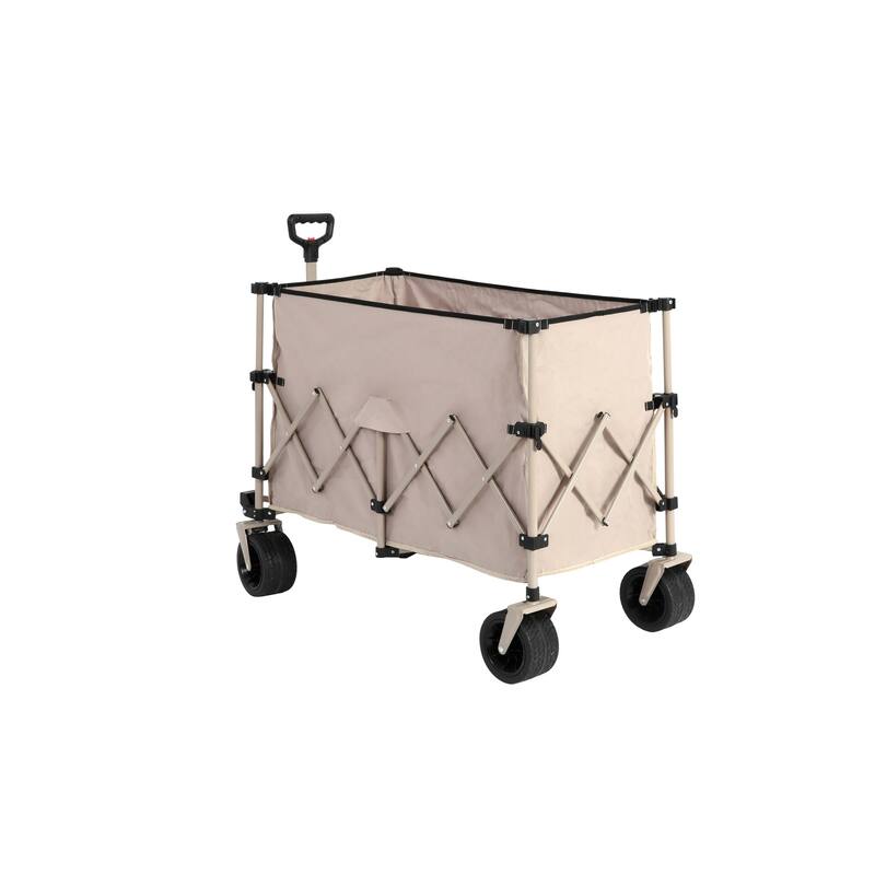 220lbs Weight Capacity Heavy Duty 300L Folding Utility Foldable Extended Wagon with All-Terrain Beach Wheels & Drink Holders