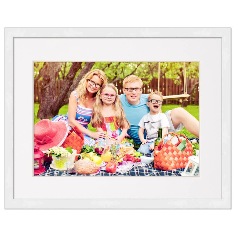 12x12 White Wood Picture Square Frame - UV Acrylic, Foam Board Backing, Hanging Hardware
