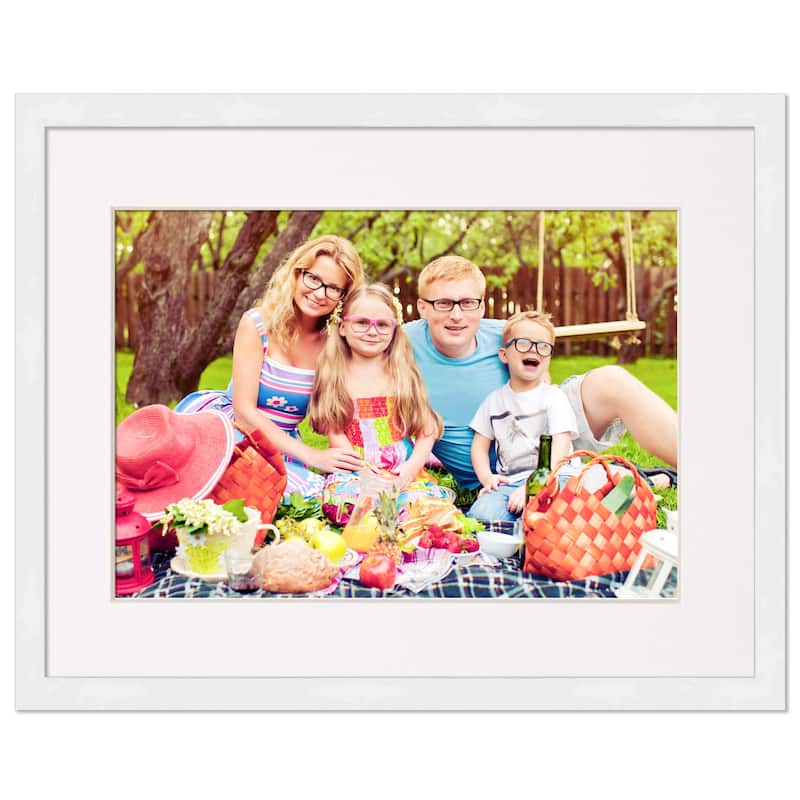 12x18 White Wood Picture Frame - UV Acrylic, Foam Board Backing, Hanging Hardware