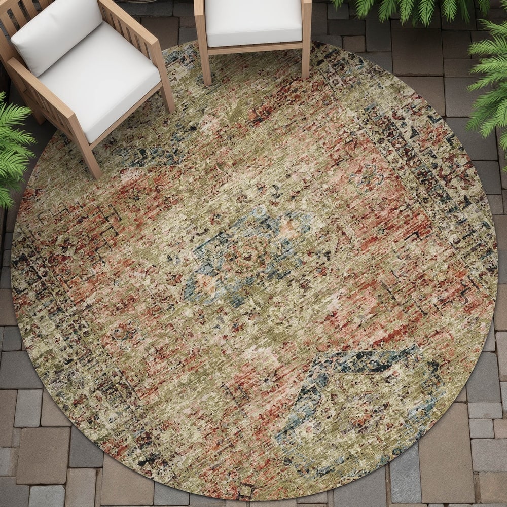Machine Washable Indoor/Outdoor Vintage Traditional Chantille Rug
