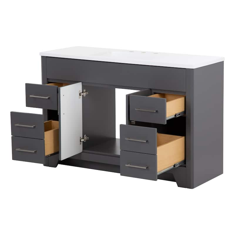 Spring Mill Cabinets Salil 48.5" Bathroom Vanity With Cabinet, 4 Drawers, and White Sink Top