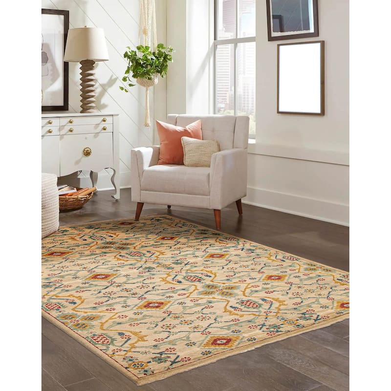 ECARPETGALLERY Hand-knotted Jules Serapi Light Khaki Wool Rug - 8'10 x 12'0