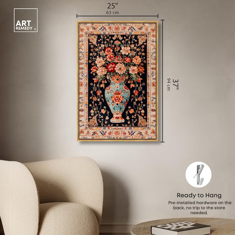 Persian Vase and Flowers II Canvas by Art Remedy