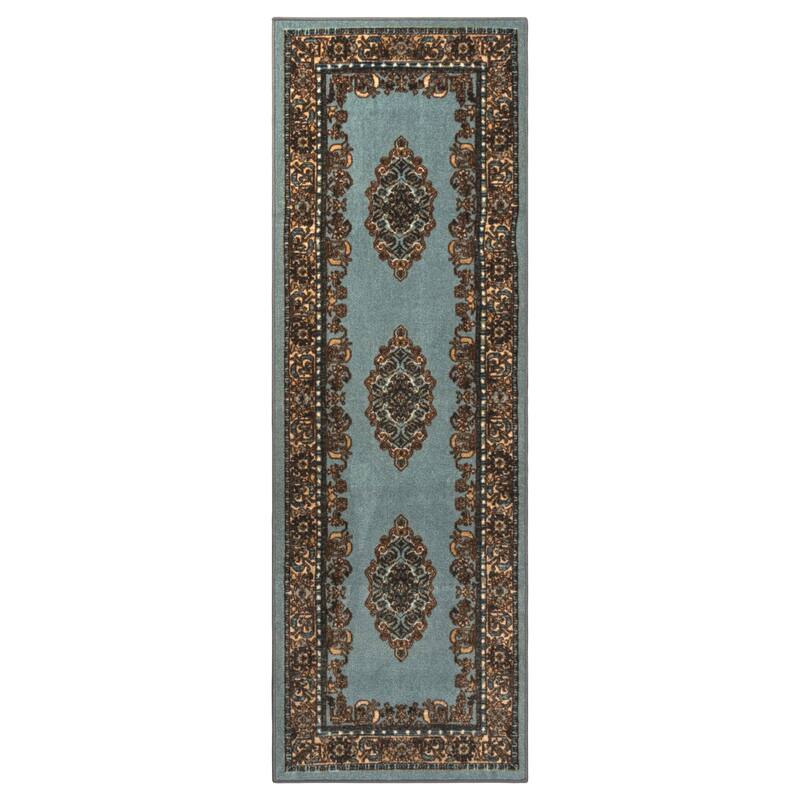 Superior Floral Scroll Medallion Washable Indoor Runner or Area Rug