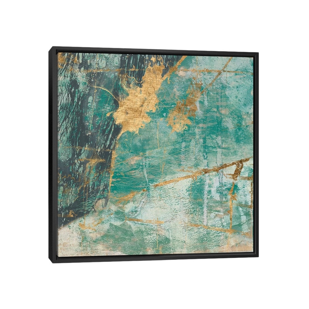 iCanvas "Teal Lace I" by Jennifer Goldberger Framed Canvas Print