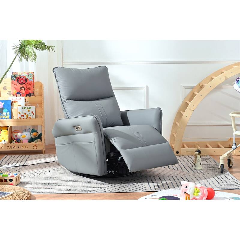 Power Swivel Rocker Recliner Chair for Adults, 270° Swivel Rocking Recliner Chair,Electric Small Recliners, for Living Room - Blue