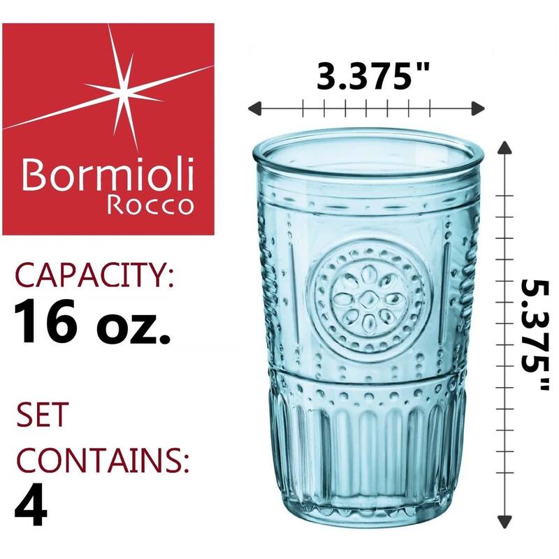 Bormioli Rocco Set of 4 Romantic Cooler Glasses - 16 oz.
