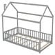 preview thumbnail 7 of 25, Twin House Bed with Guardrails, Montessori Floor Bed Frame with Roof for Kids, Wooden House-shaped Kids Bed Frame for Boys Girls