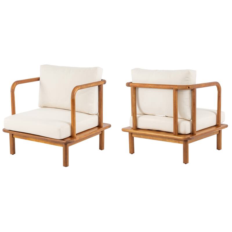 Christopher Knight Home Canape Modern Outdoor Acacia Wood Club Chair with Water-Resistant Cushions