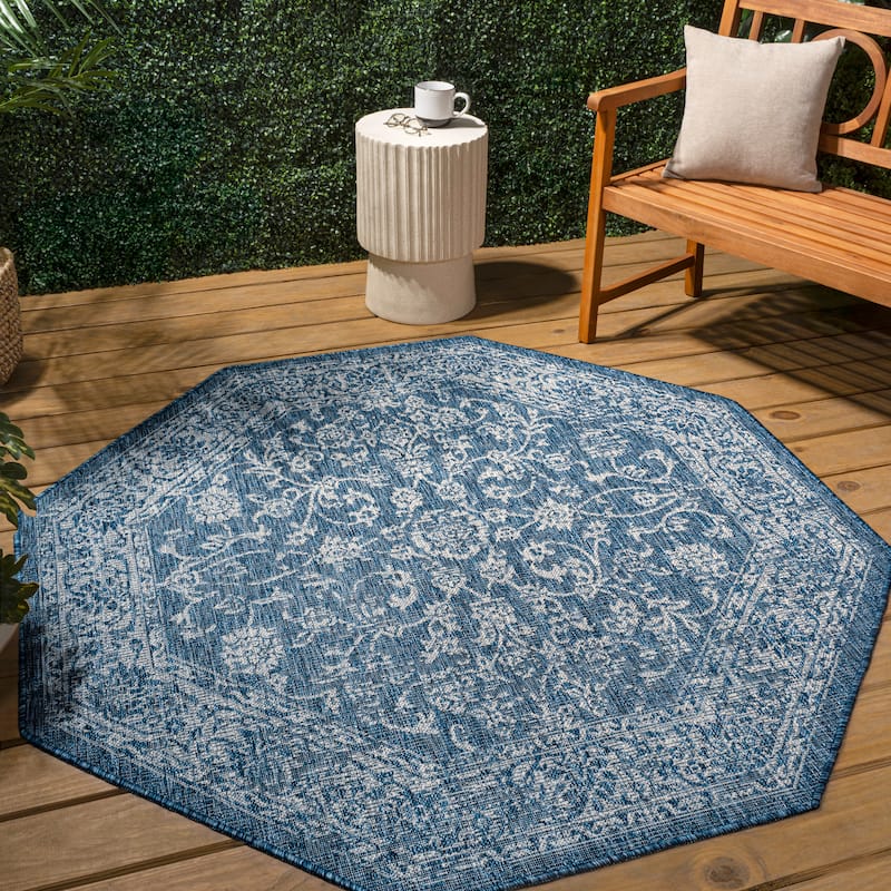 JONATHAN Y Sinjuri Bohemian Textured Weave Floral Indoor/Outdoor Area Rug