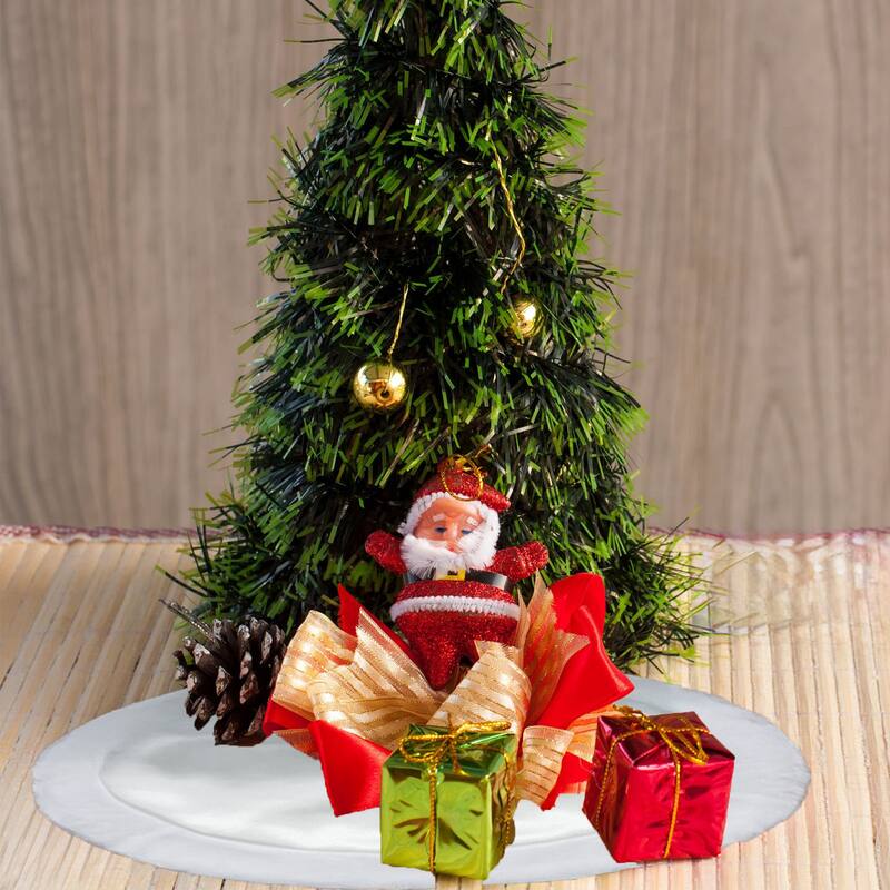 Mini Satin Christmas Tree Skirt with Faux Fur - 20" - White