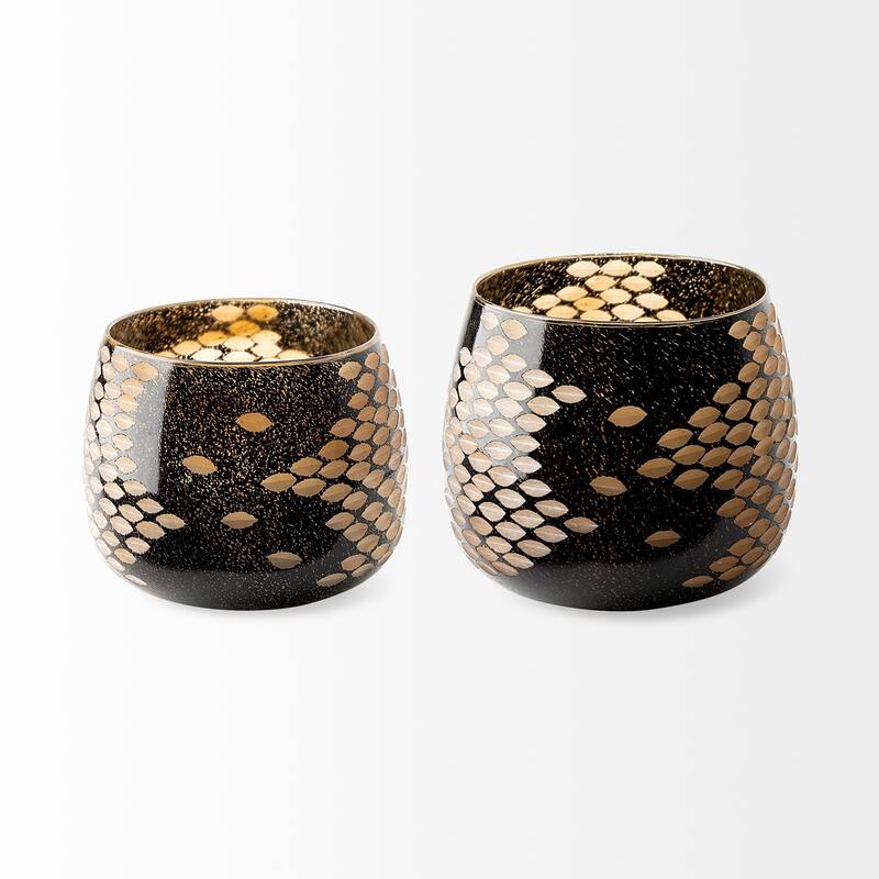 Mojave Black and Gold Detail Glass Vase