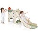 preview thumbnail 1 of 8, Costway 3-in-1 Toddler Slide with Buffer Zone Basketball Hoop & Ball - See Details Green + White - See Details - Toddler