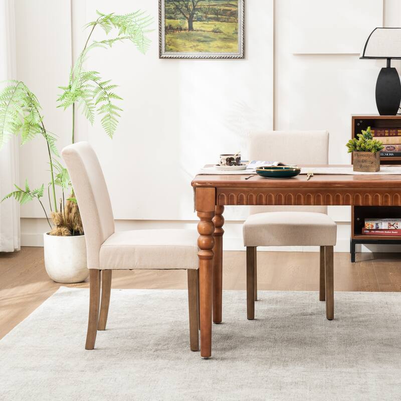 Upholstered Modern Dining Chairs, Linen Fabric Side Chairs Set of 2
