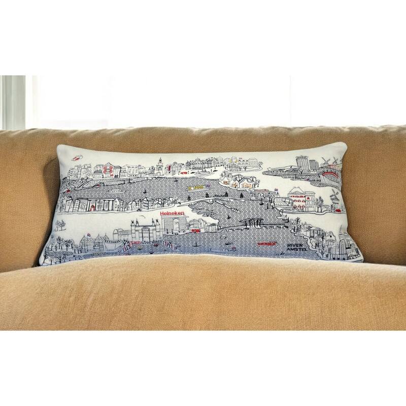 HomeRoots 35" White Amsterdam Daylight Skyline Lumbar Decorative Pillow - Bed Rest - Polyester