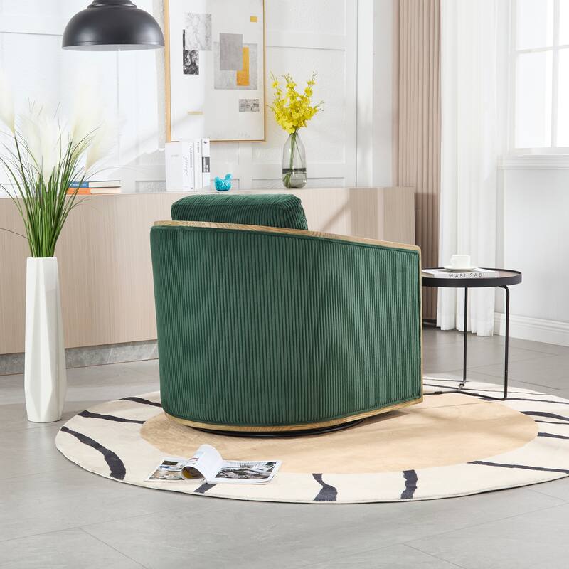 Accent Chair Sofa Chair with High-Density Foam and Curved Back, Degree Swivel Barrel Club Chair Lounge Chair