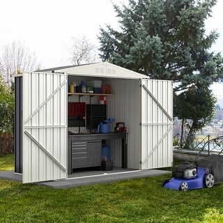 7 x 4 Feet Metal Outdoor Storage Shed with Lockable 76" x