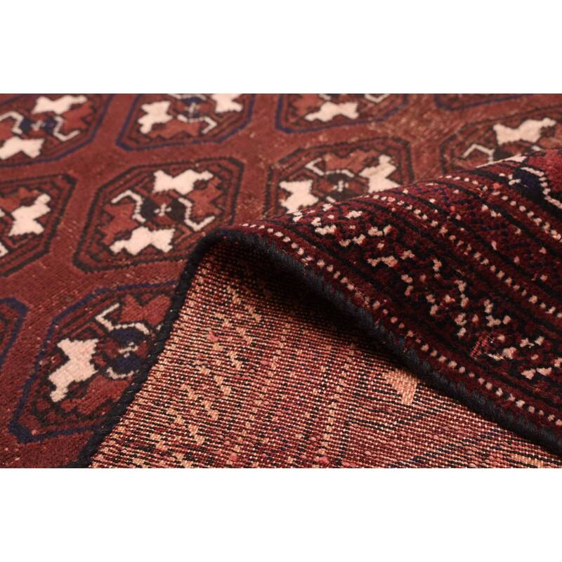 ECARPETGALLERY Hand-knotted Baluch Dark Brown Wool Rug - 3'5 x 7'10