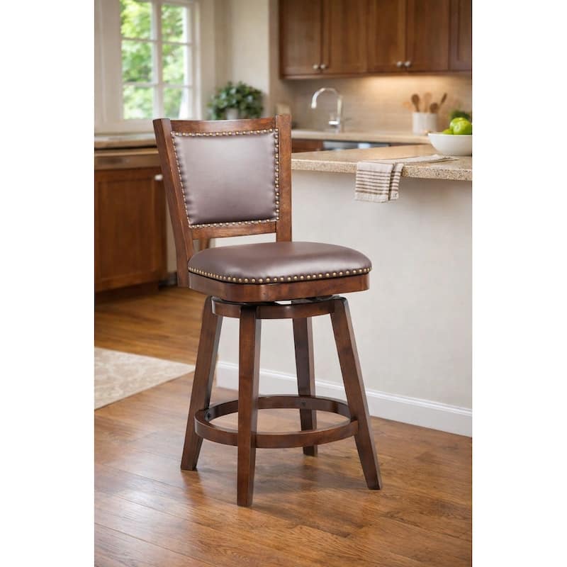 Broodmoor Brown Swivel Wood Stool