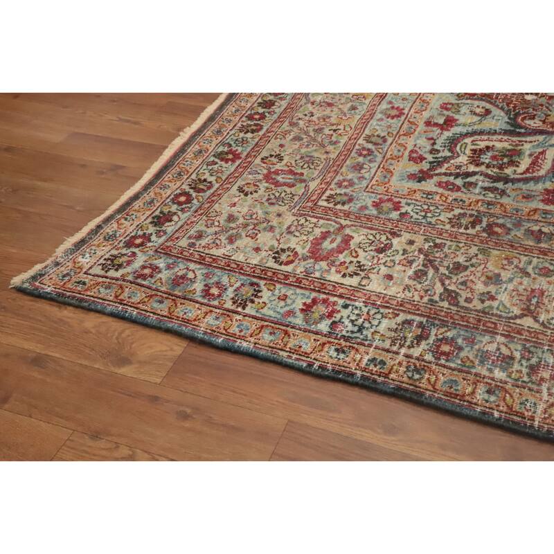 Hand Knotted Oriental 100% Wool Carpet Traditional Floral Navy Blue & Blues Dorokhsh Area Rug - 10' 5'' X 7' 4''