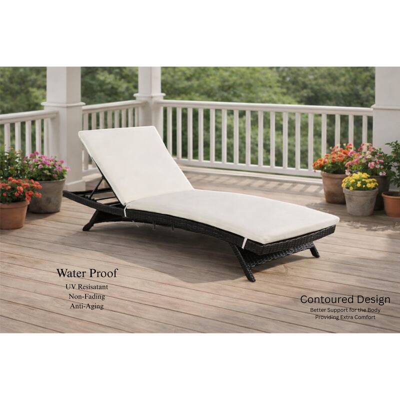 Eternity Brown 6-Piece Wicker Outdoor Chaise Lounge Set with Beige Cushions - N/A