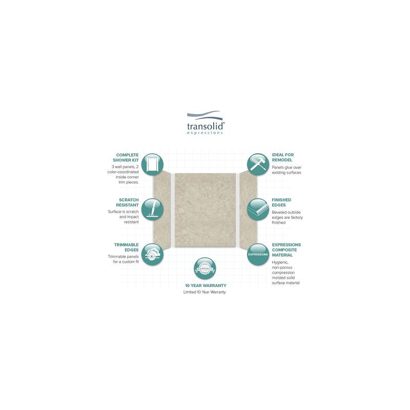 Transolid Expressions 48-in X 60-in X 72-in Glue to Wall Shower/Walls - 60" x 48" x 72"
