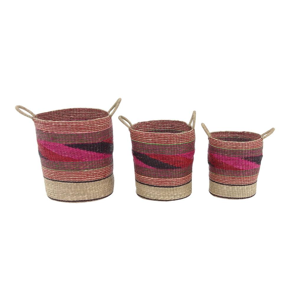 Seagrass Handmade Storage Basket - Set of 3 Pink - Roche River Decor