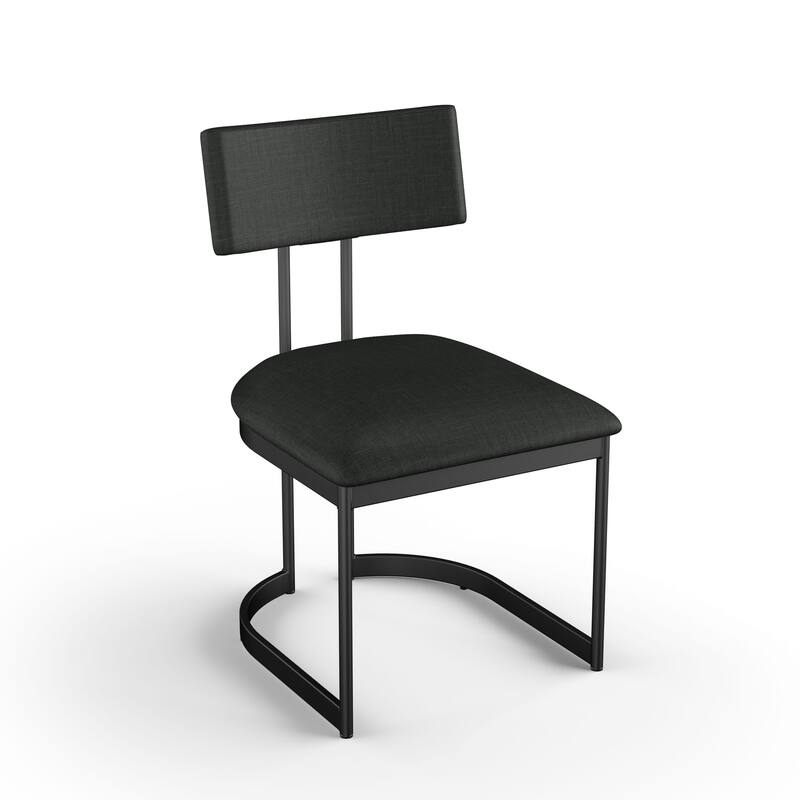 Amisco Lucio Upholstered Dining Chair with Metal Legs - Black Polyester / Black Metal