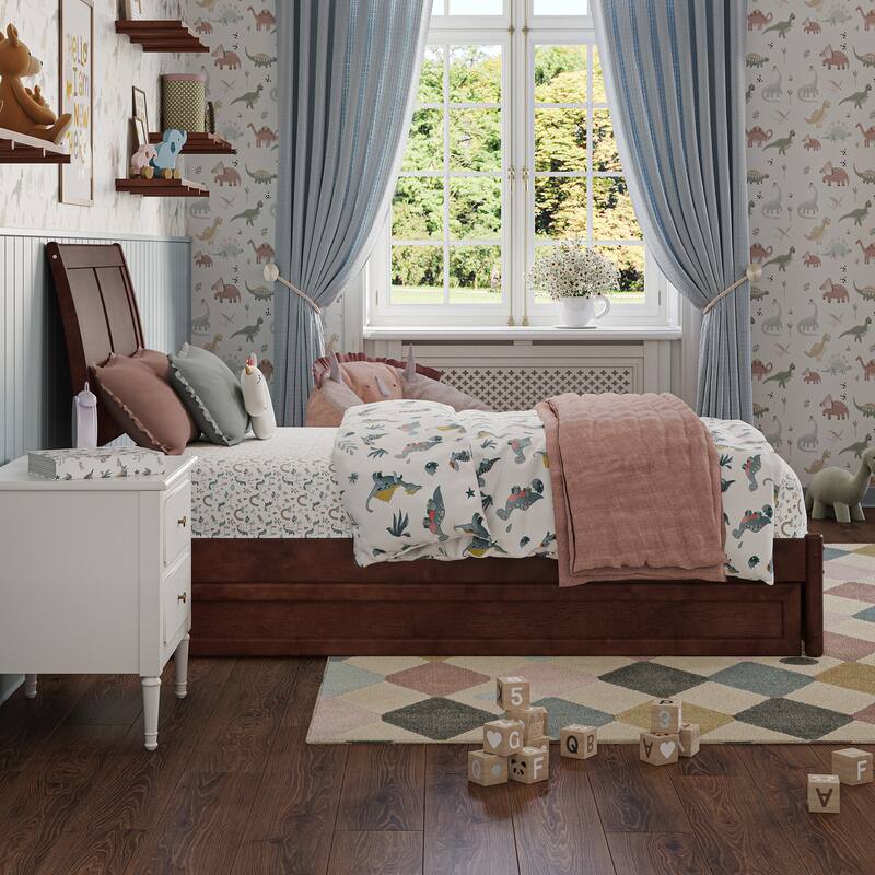 Andorra Platform Bed with Panel Footboard and Twin Trundle