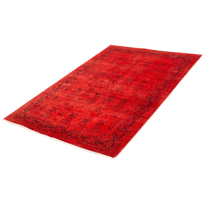 ECARPETGALLERY Hand-knotted Vibrance Light Red Wool Rug - 6'1 x 8'10