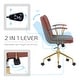 preview thumbnail 14 of 21, Porthos Home Tilly Office Chair, PU Leather, Gold Chrome Roller Base