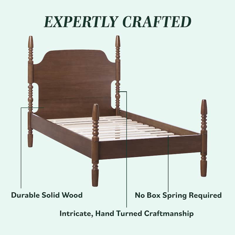 Walker Edison Twin Bed with Dresser Bookshelf and Nightstand Bedroom Set