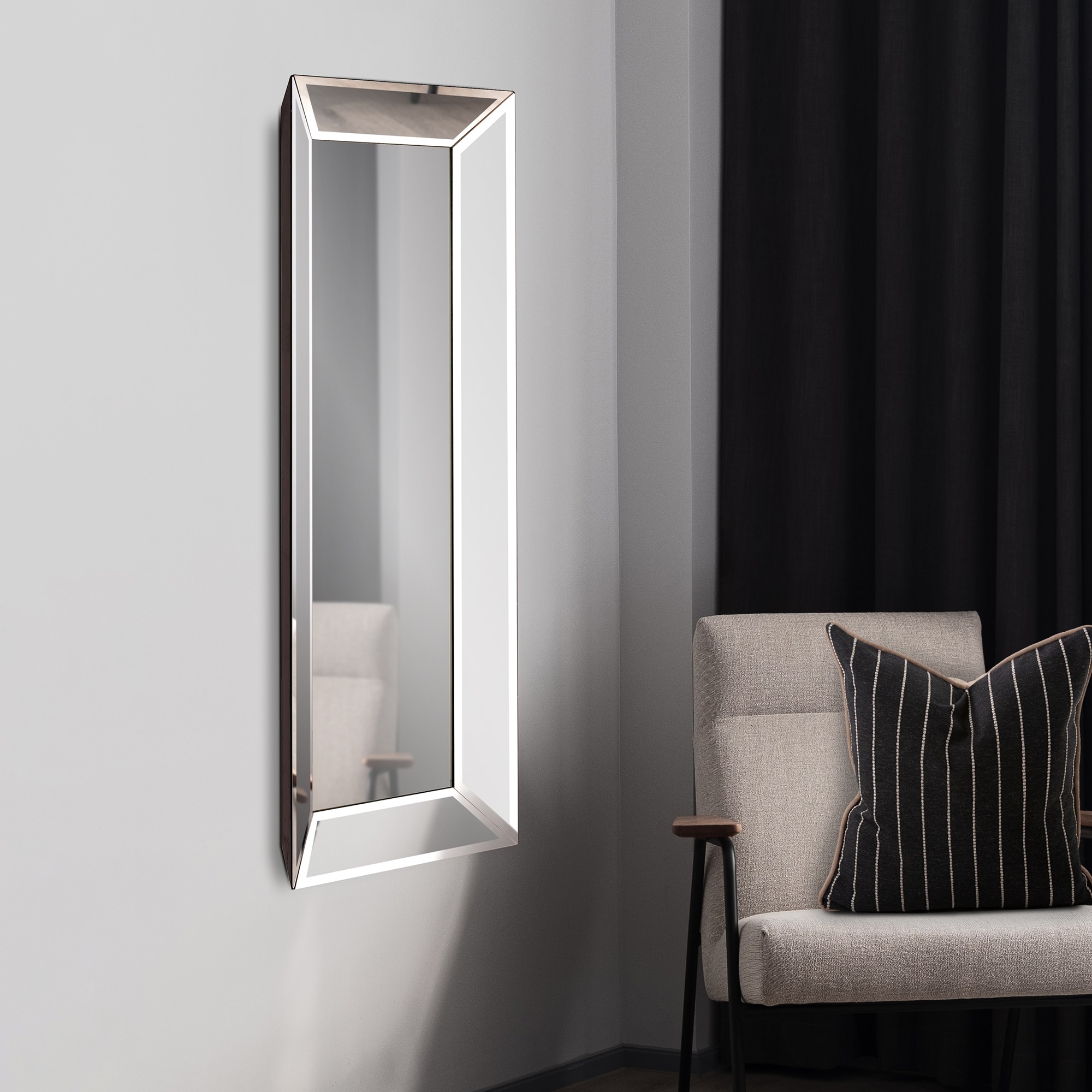 Allan Andrews Wood Framed Rectangular Pitched & Flared Dressing Mirror - Mirrored - 48"H x 20"W
