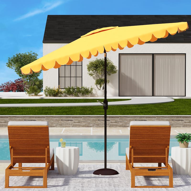 SAFAVIEH Outdoor Living Venice 6.5 x 10-foot Rectangular Crank Umbrella