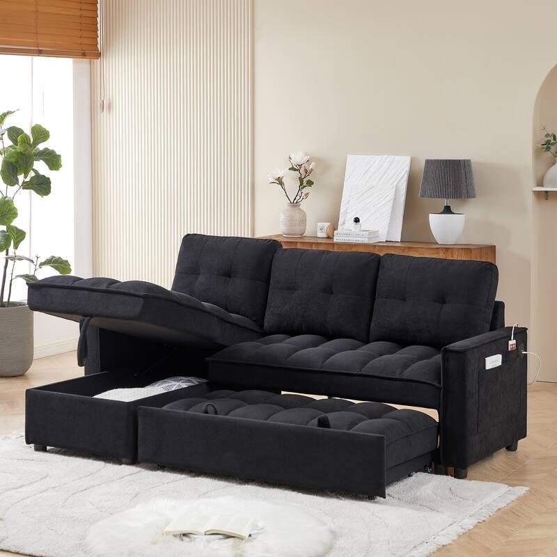 Pull-Out Sofa Bed with USB and tape-c charging ports