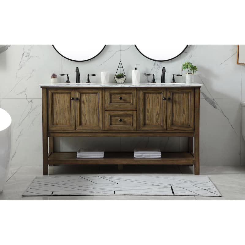 Grand 60 - 72 Inch Double Bathroom Vanity - 60 Inches - Driftwood
