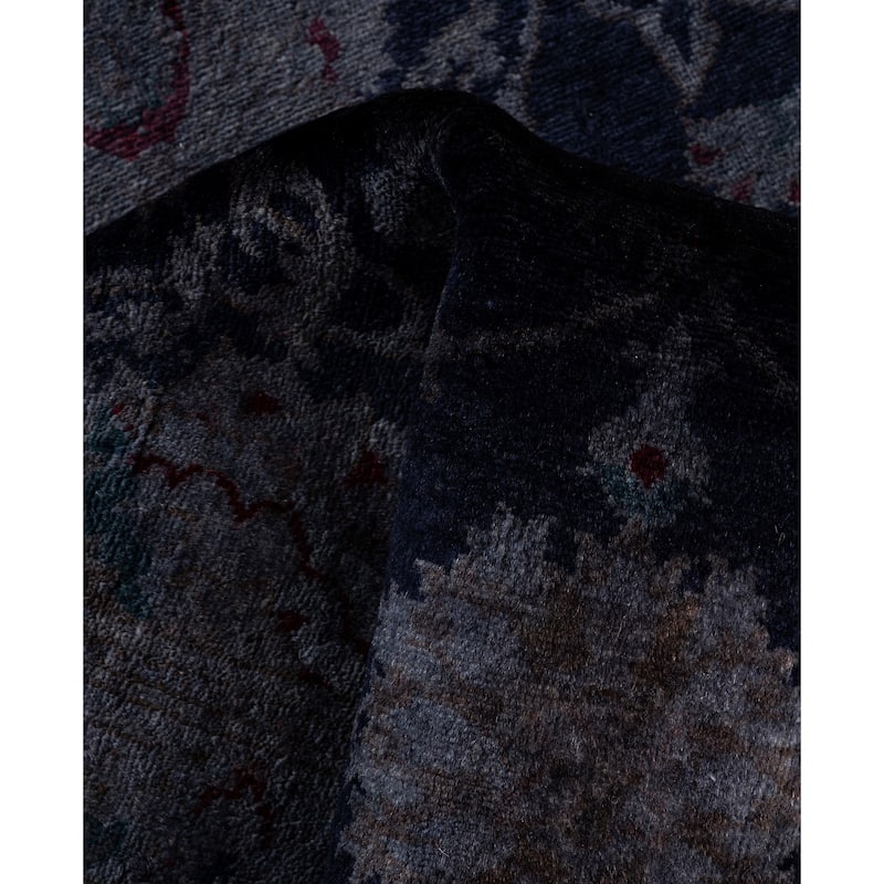 Overdyed One-of-a-Kind Hand-Knotted Area Rug - Navy - 2' 6" x 10' 1"