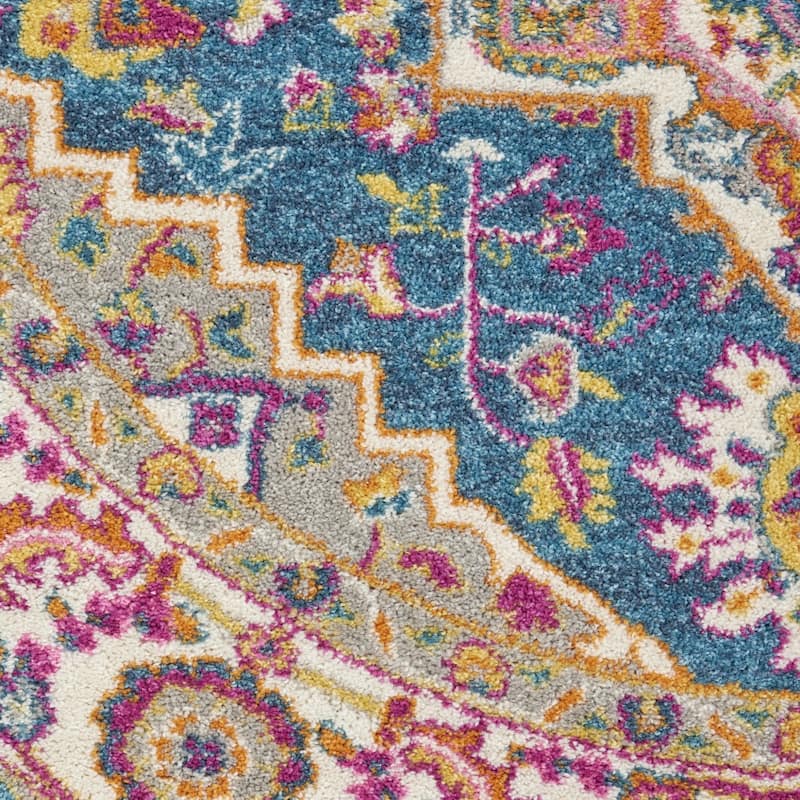 Ranij Power Loomed Geometric Floral Area Rug By HomeRoots - 8' Round
