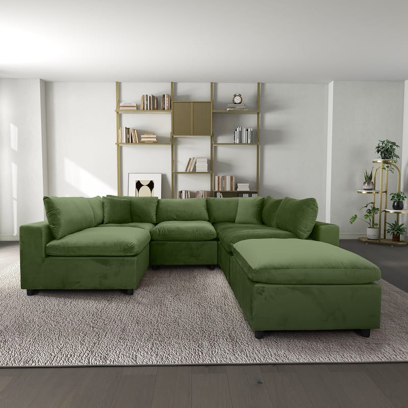 Yannie Mid-Century Modern Modular Sectional Velvet Sofa