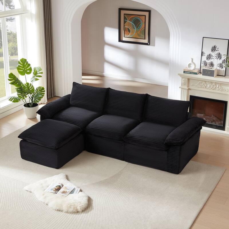 Modern Corduroy Cloud Sofa, Modular Sectional for Living Room with Plush Comfort
